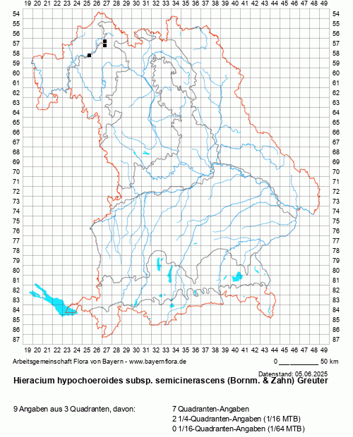 Die Verbreitungskarte zu Hieracium hypochoeroides subsp. semicinerascens (Bornm. & Zahn) Greuter wird geladen ...