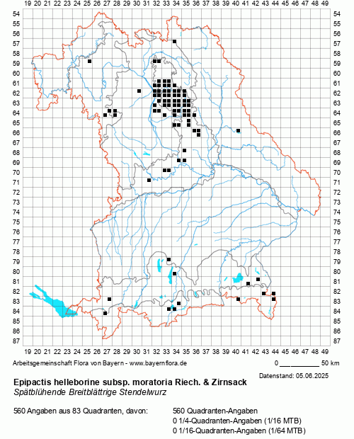 Die Verbreitungskarte zu Epipactis helleborine subsp. moratoria Riech. & Zirnsack wird geladen ...