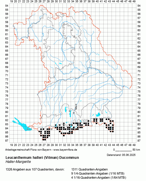 Die Verbreitungskarte zu Leucanthemum halleri (Vitman) Ducommun wird geladen ...