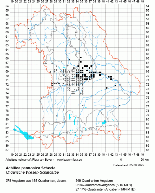 Die Verbreitungskarte zu Achillea pannonica Scheele wird geladen ...