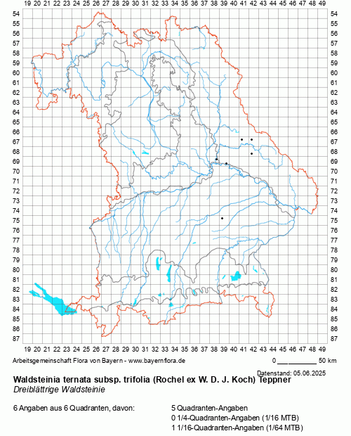 Die Verbreitungskarte zu Waldsteinia ternata subsp. trifolia (Rochel ex W. D. J. Koch) Teppner wird geladen ...