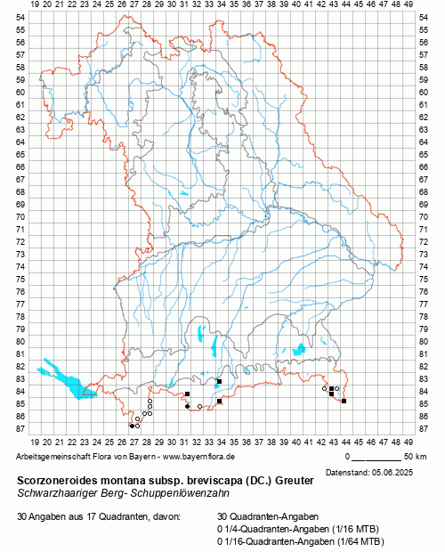 Die Verbreitungskarte zu Scorzoneroides montana subsp. breviscapa (DC.) Greuter wird geladen ...