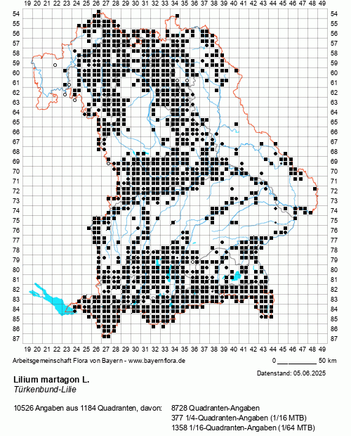 Die Verbreitungskarte zu Lilium martagon L. wird geladen ...