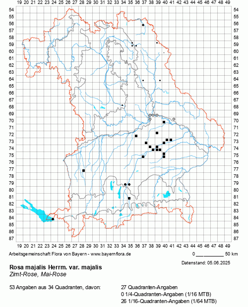 Die Verbreitungskarte zu Rosa majalis Herrm. var. majalis wird geladen ...