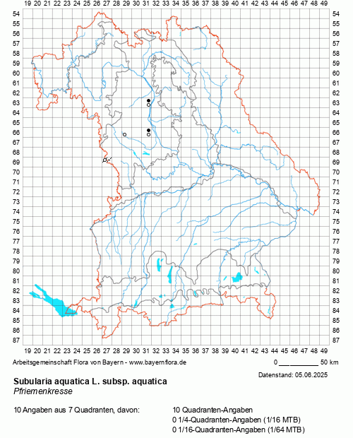 Die Verbreitungskarte zu Subularia aquatica L. subsp. aquatica wird geladen ...