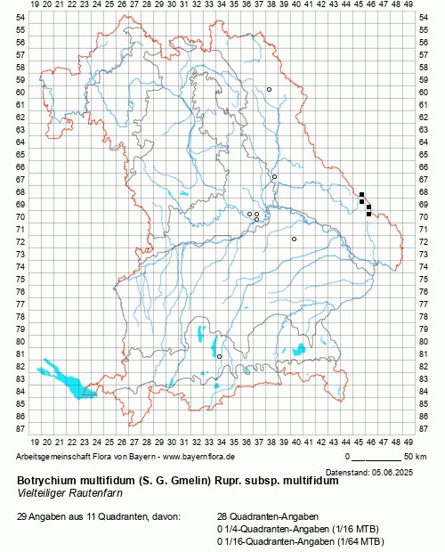 Die Verbreitungskarte zu Botrychium multifidum (S. G. Gmelin) Rupr. subsp. multifidum wird geladen ...