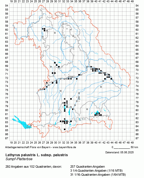 Die Verbreitungskarte zu Lathyrus palustris L. subsp. palustris wird geladen ...