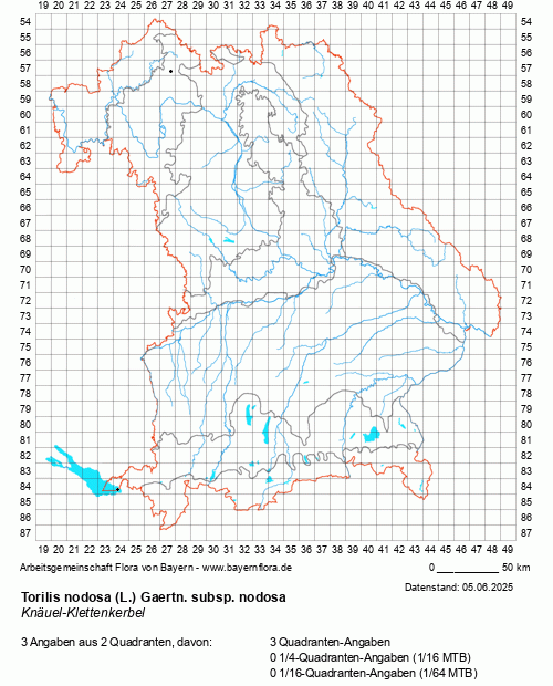 Die Verbreitungskarte zu Torilis nodosa (L.) Gaertn. subsp. nodosa wird geladen ...