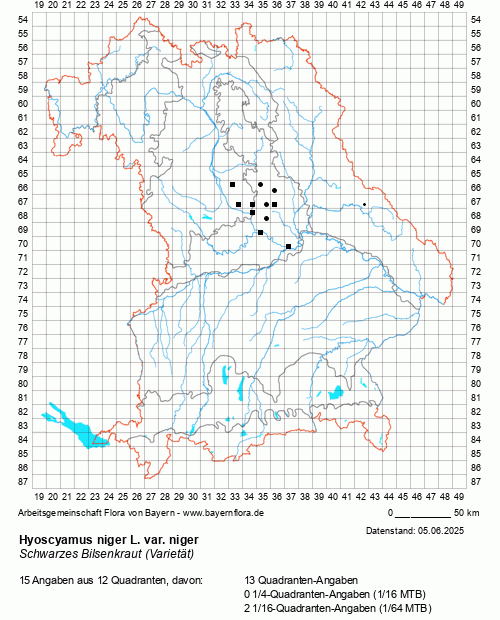 Die Verbreitungskarte zu Hyoscyamus niger L. var. niger wird geladen ...