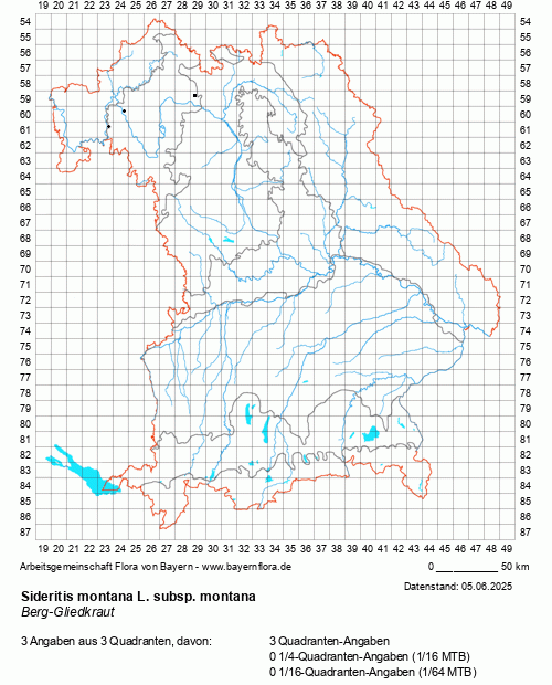 Die Verbreitungskarte zu Sideritis montana L. subsp. montana wird geladen ...