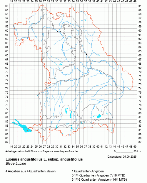 Die Verbreitungskarte zu Lupinus angustifolius L. subsp. angustifolius wird geladen ...