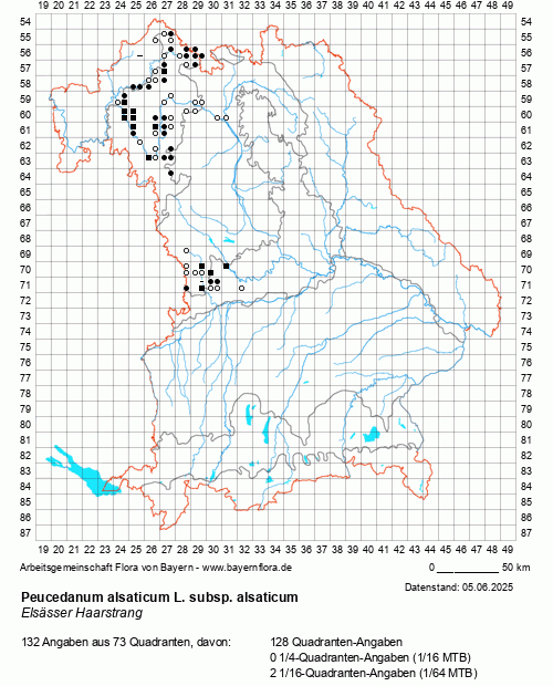 Die Verbreitungskarte zu Peucedanum alsaticum L. subsp. alsaticum wird geladen ...