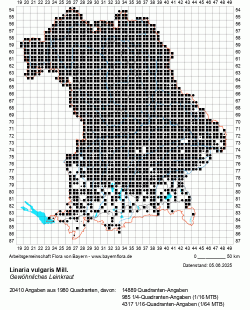 Die Verbreitungskarte zu Linaria vulgaris Mill. wird geladen ...