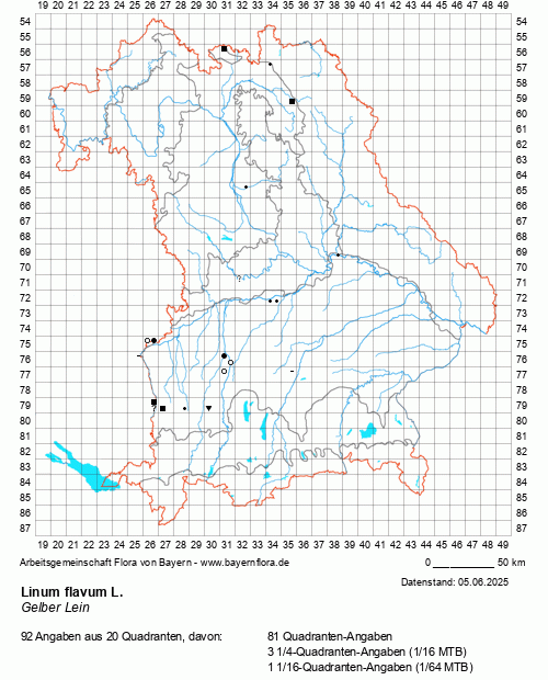 Die Verbreitungskarte zu Linum flavum L. wird geladen ...
