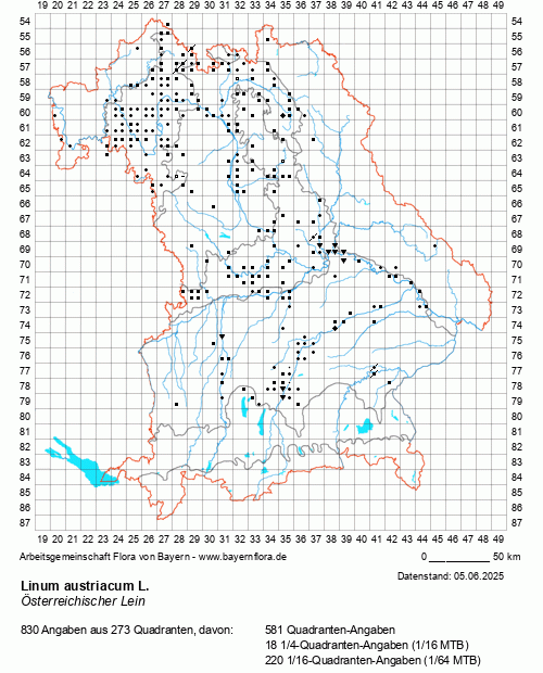 Die Verbreitungskarte zu Linum austriacum L. wird geladen ...