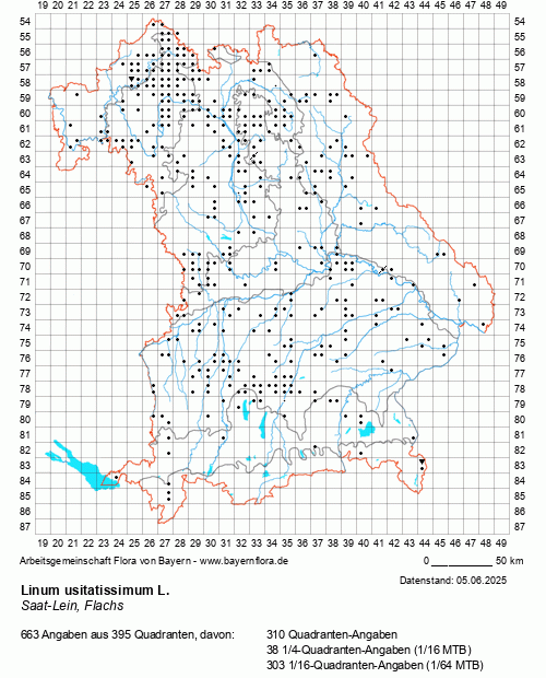 Die Verbreitungskarte zu Linum usitatissimum L. wird geladen ...