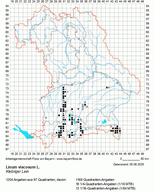 Die Verbreitungskarte zu Linum viscosum L. wird geladen ...