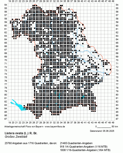 Die Verbreitungskarte zu Listera ovata (L.) R. Br. wird geladen ...