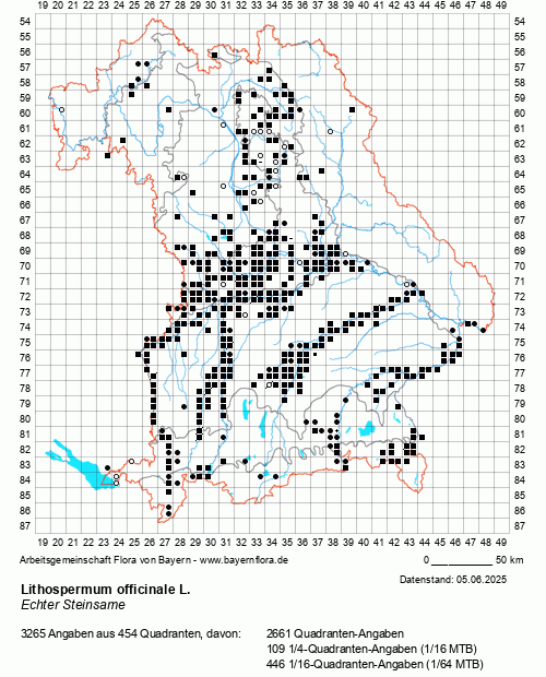 Die Verbreitungskarte zu Lithospermum officinale L. wird geladen ...