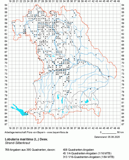 Die Verbreitungskarte zu Lobularia maritima (L.) Desv. wird geladen ...