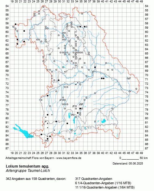 Die Verbreitungskarte zu Lolium temulentum agg. wird geladen ...