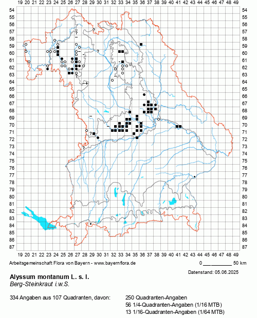 Die Verbreitungskarte zu Alyssum montanum L. s. l. wird geladen ...