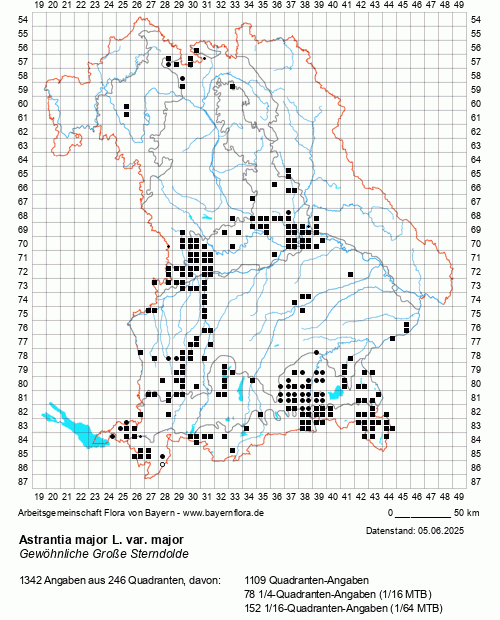 Die Verbreitungskarte zu Astrantia major L. var. major wird geladen ...