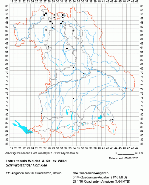 Die Verbreitungskarte zu Lotus tenuis Waldst. & Kit. ex Willd. wird geladen ...