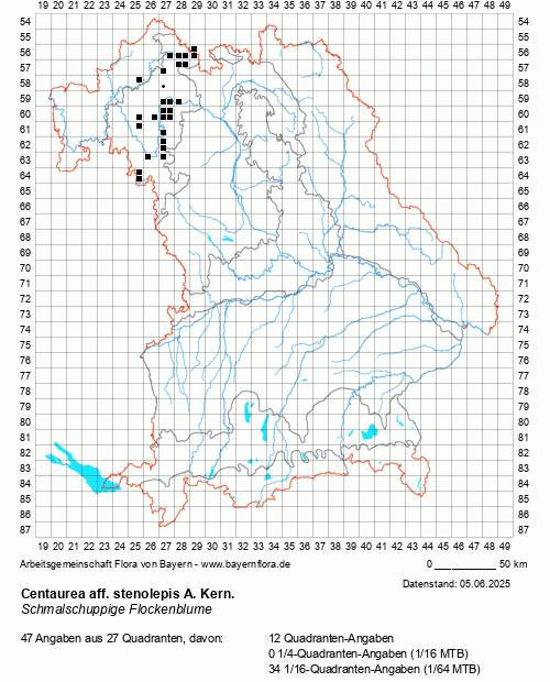 Die Verbreitungskarte zu Centaurea aff. stenolepis A. Kern. wird geladen ...