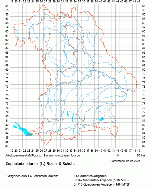 Die Verbreitungskarte zu Cephalaria tatarica (L.) Roem. & Schult. wird geladen ...