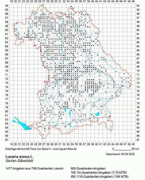 Die Verbreitungskarte zu Lunaria annua L. wird geladen ...