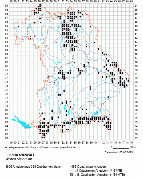 Die Verbreitungskarte zu Lunaria rediviva L. wird geladen ...