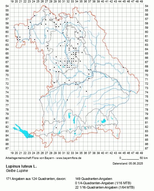 Die Verbreitungskarte zu Lupinus luteus L. wird geladen ...