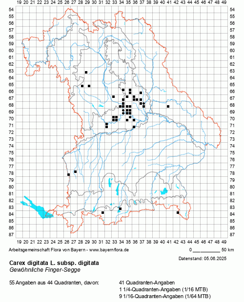 Die Verbreitungskarte zu Carex digitata L. subsp. digitata wird geladen ...
