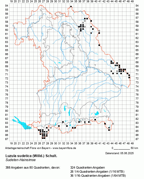 Die Verbreitungskarte zu Luzula sudetica (Willd.) Schult. wird geladen ...