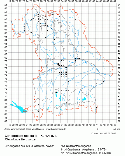 Die Verbreitungskarte zu Clinopodium nepeta (L.) Kuntze s. l. wird geladen ...