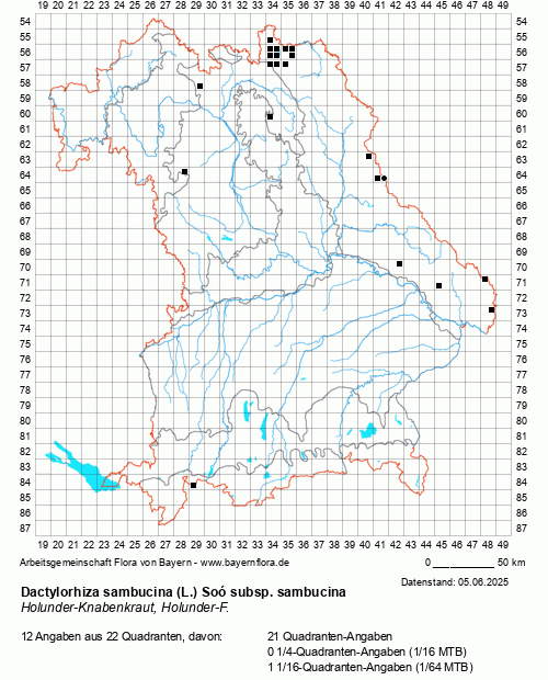 Die Verbreitungskarte zu Dactylorhiza sambucina (L.) Soó subsp. sambucina wird geladen ...