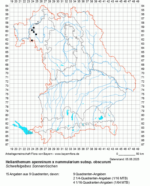 Die Verbreitungskarte zu Helianthemum apenninum x nummularium subsp. obscurum wird geladen ...
