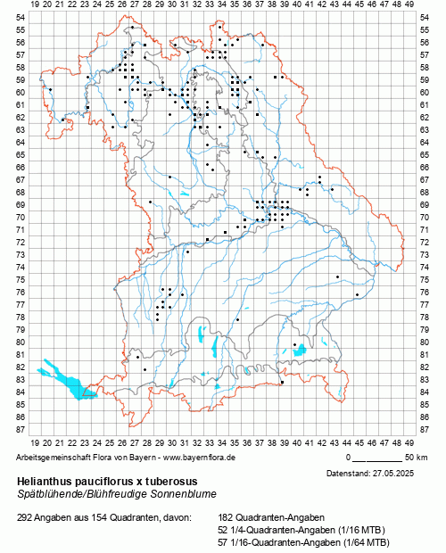 Die Verbreitungskarte zu Helianthus pauciflorus x tuberosus wird geladen ...