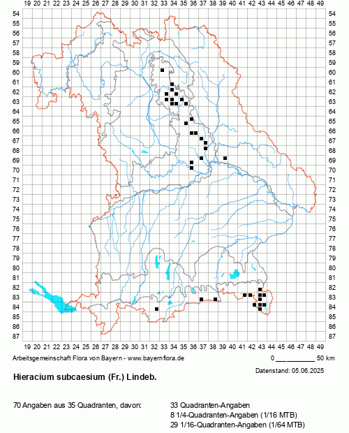 Die Verbreitungskarte zu Hieracium subcaesium (Fr.) Lindeb. wird geladen ...