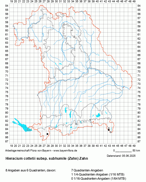 Die Verbreitungskarte zu Hieracium cottetii subsp. subhumile (Zahn) Zahn wird geladen ...