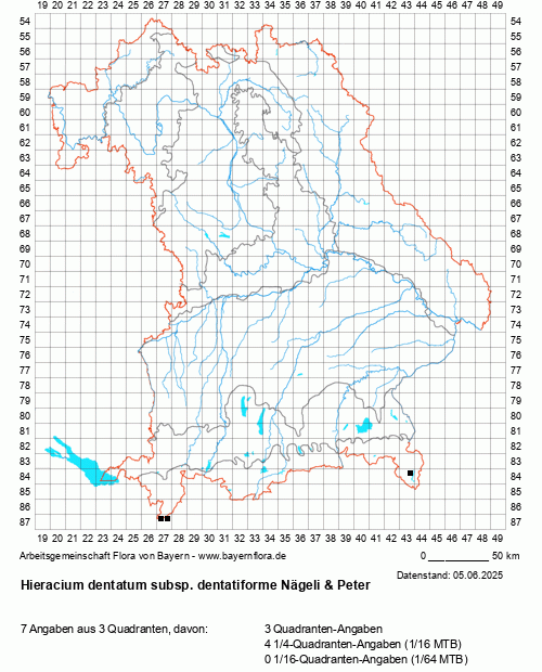 Die Verbreitungskarte zu Hieracium dentatum subsp. dentatiforme Nägeli & Peter wird geladen ...