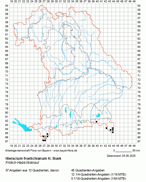Die Verbreitungskarte zu Hieracium froelichianum H. Buek wird geladen ...
