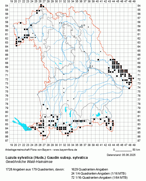Die Verbreitungskarte zu Luzula sylvatica (Huds.) Gaudin subsp. sylvatica wird geladen ...