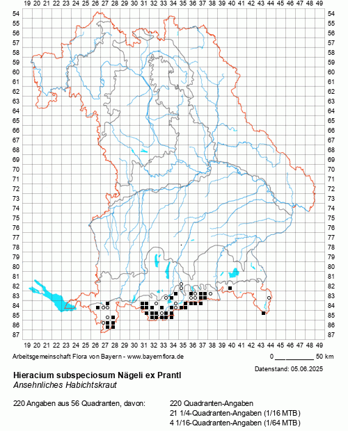 Die Verbreitungskarte zu Hieracium subspeciosum Nägeli ex Prantl wird geladen ...