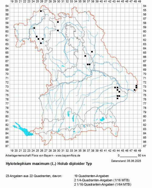 Die Verbreitungskarte zu Hylotelephium maximum (L.) Holub diploider Typ wird geladen ...