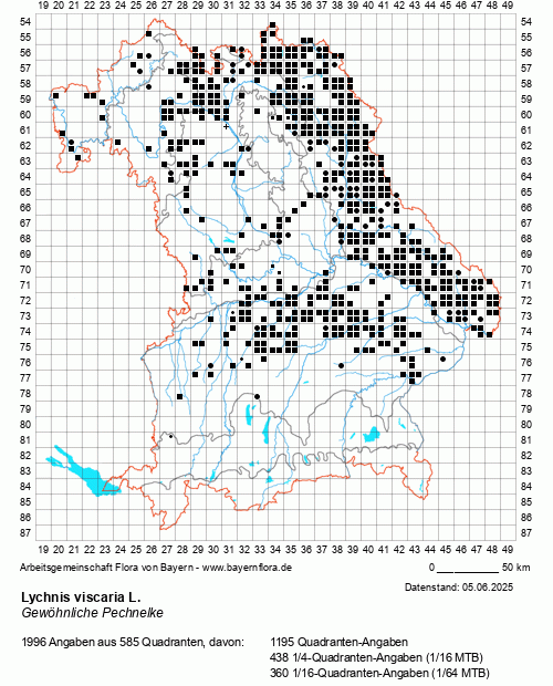 Die Verbreitungskarte zu Lychnis viscaria L. wird geladen ...