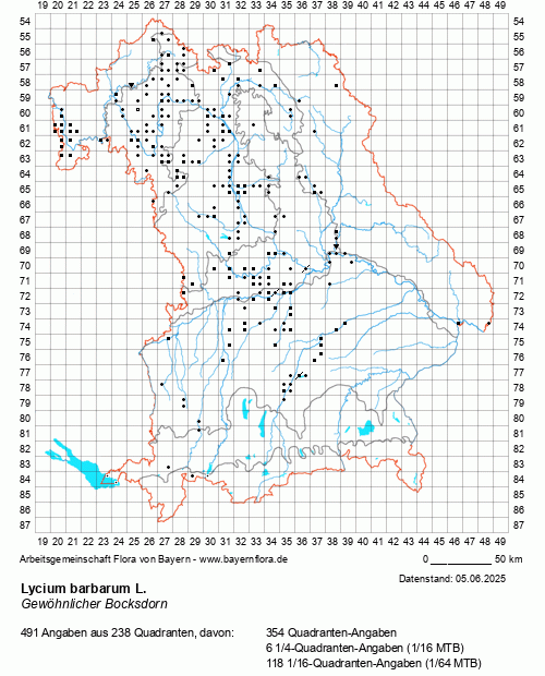 Die Verbreitungskarte zu Lycium barbarum L. wird geladen ...