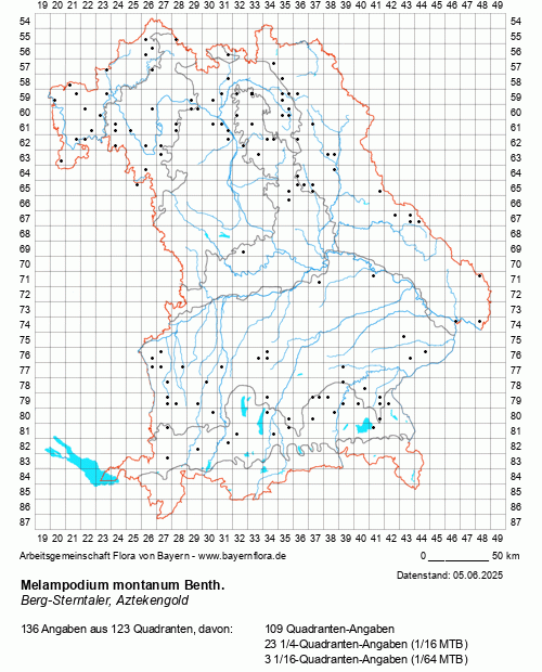 Die Verbreitungskarte zu Melampodium montanum Benth. wird geladen ...