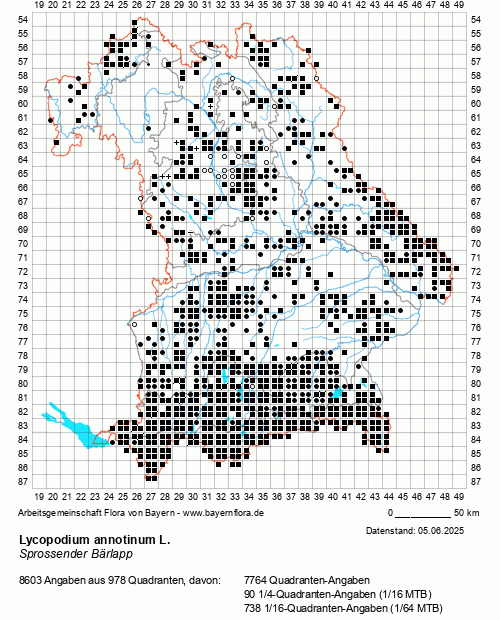 Die Verbreitungskarte zu Lycopodium annotinum L. wird geladen ...